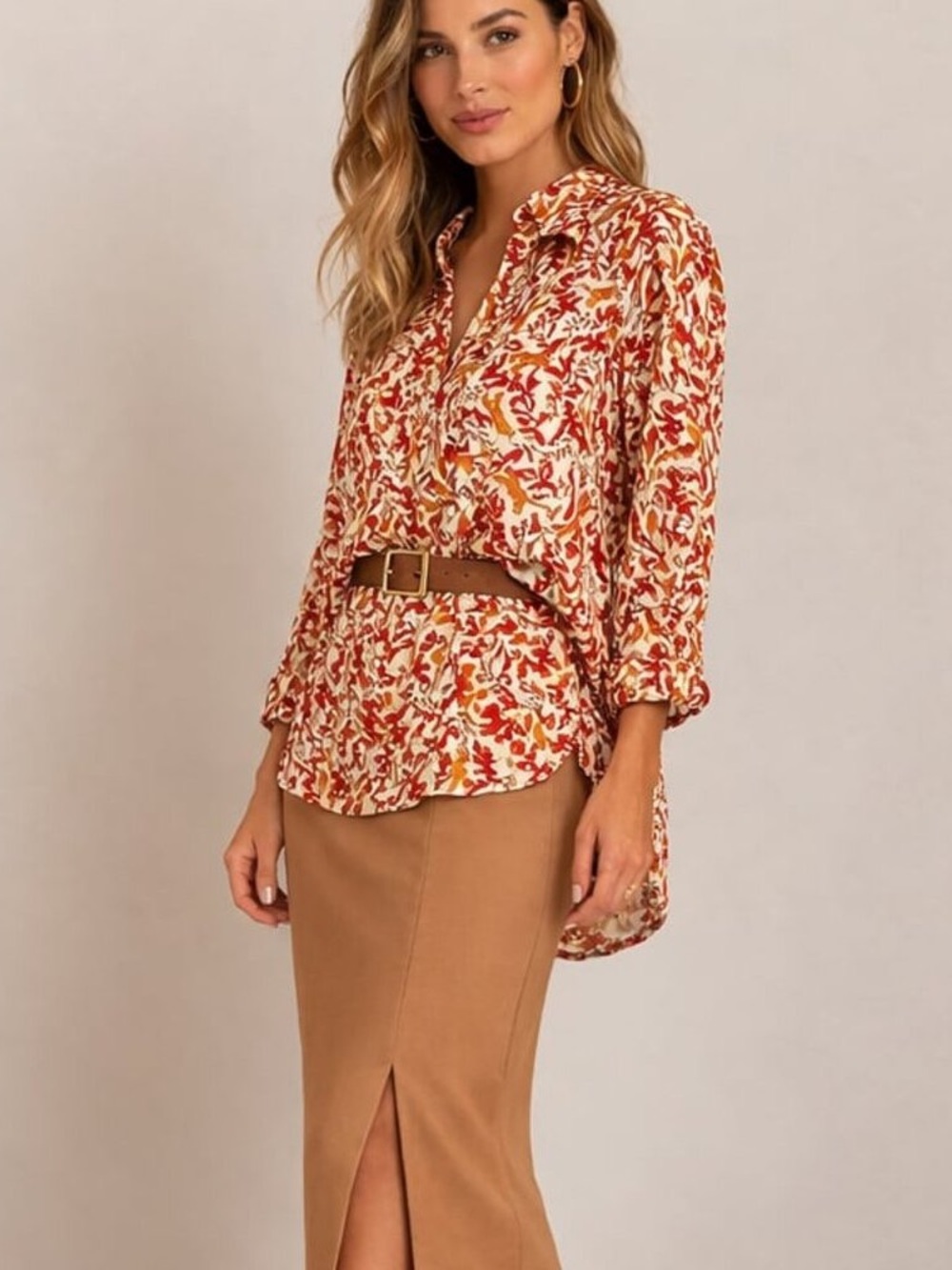 NWT Jude Connally Tunic Top Women Size Large Multi-Colored Cheetah Jungle Print